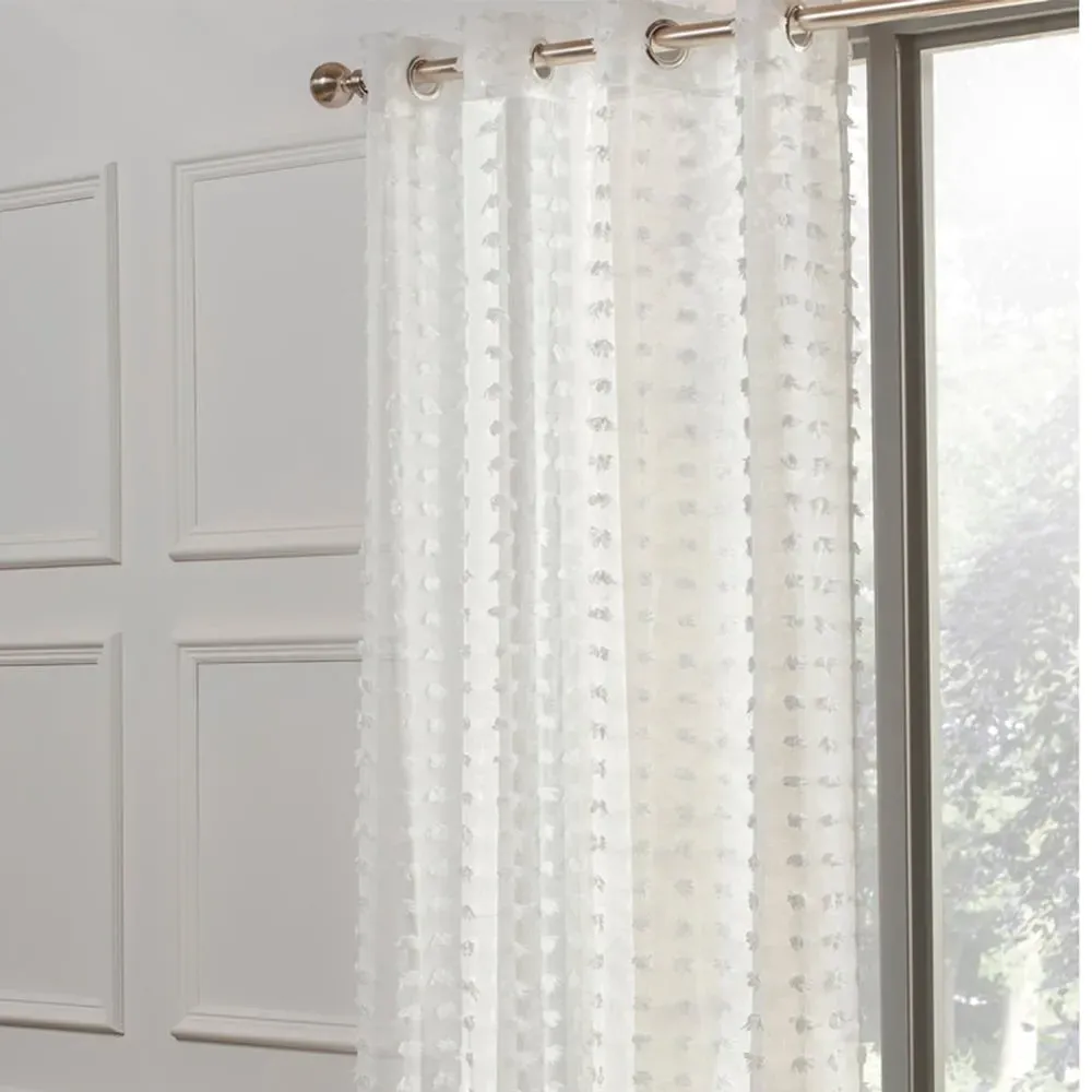 Tufted Panel Eyelet Curtain - White image