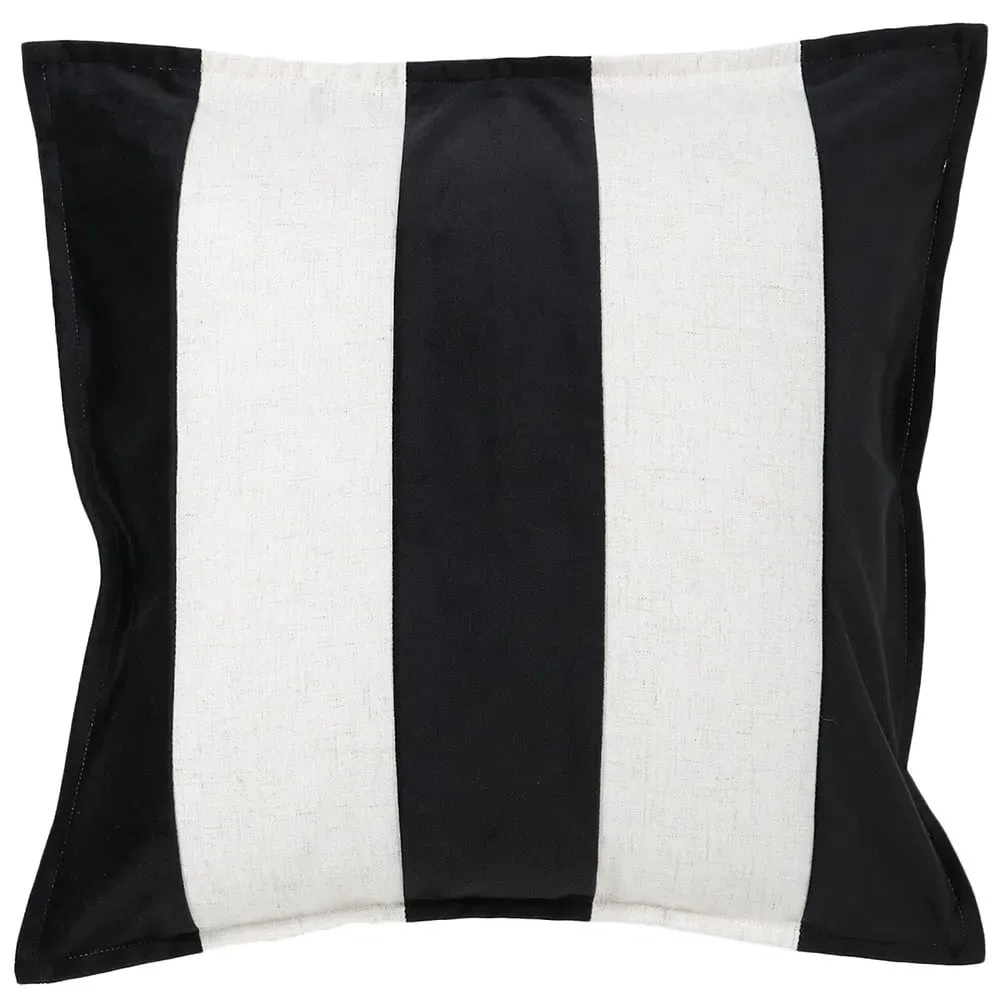 Velvet Stripe Cushion - Black image