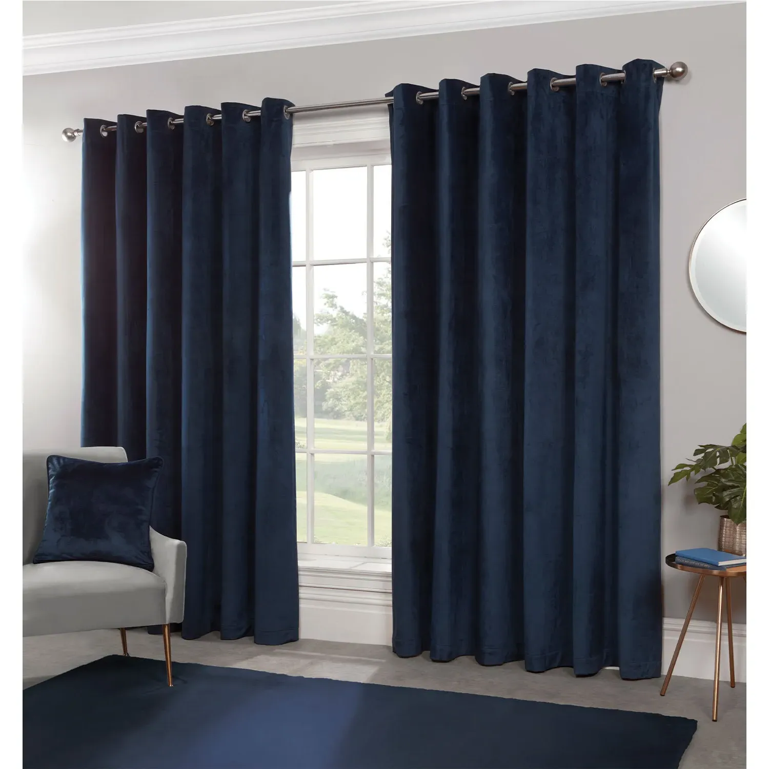 Vermont Blackout Eyelet Curtains - Navy, Velvet