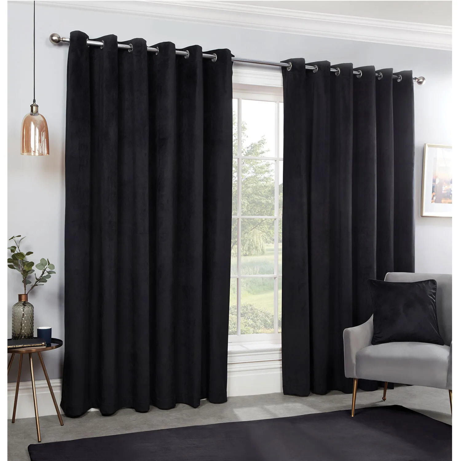 Vermont Velvet Blackout Curtain - Black