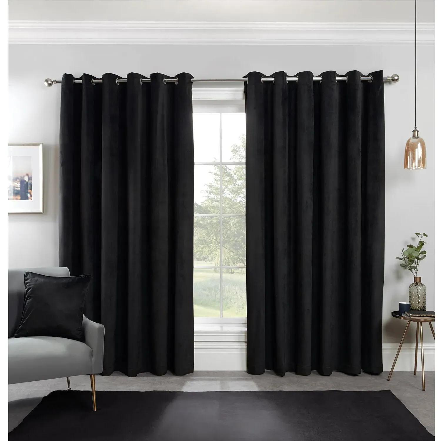 Vermont Velvet Blackout Curtain - Black image