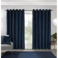 Vermont Velvet Blackout Curtains - Navy
