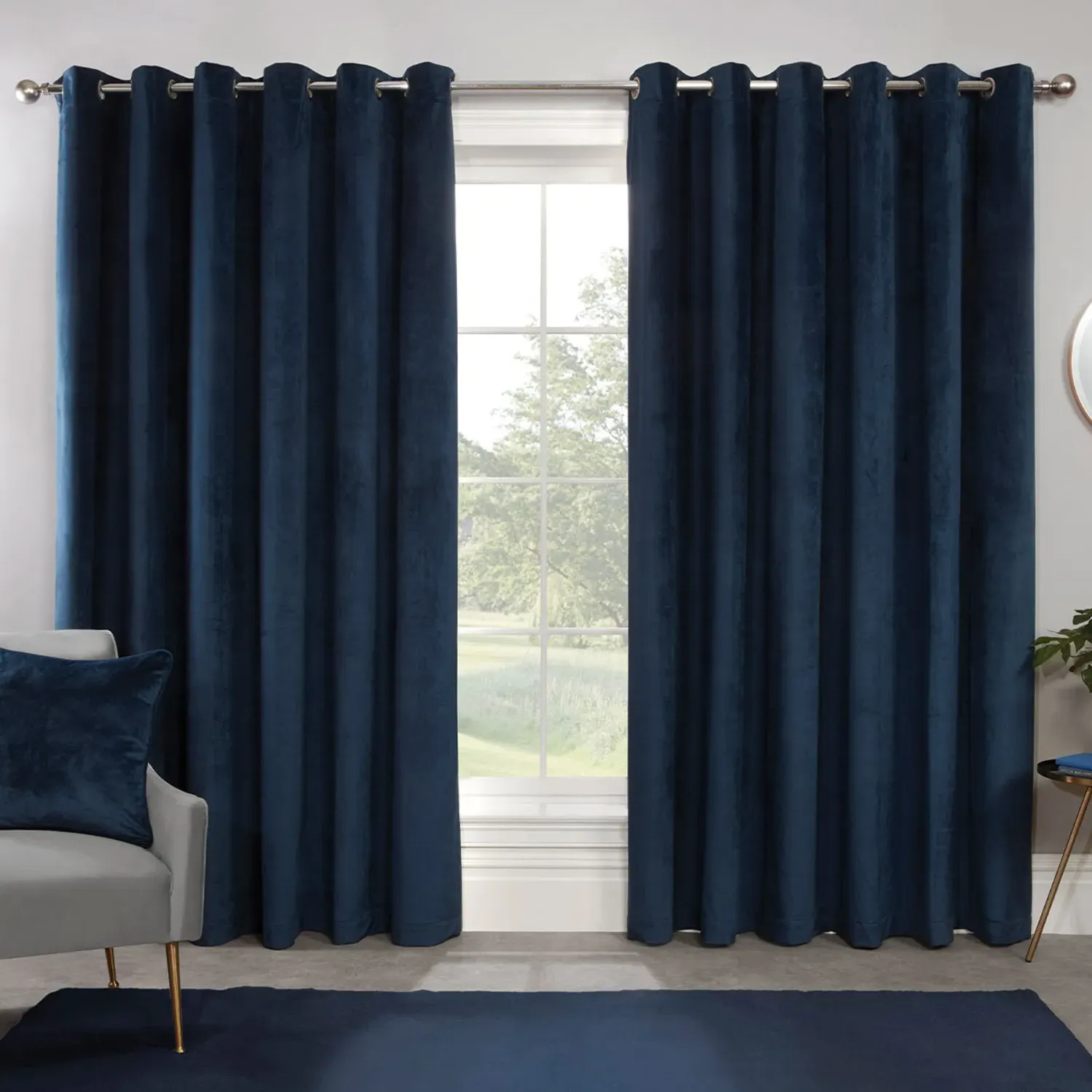 Vermont Velvet Blackout Curtains - Navy