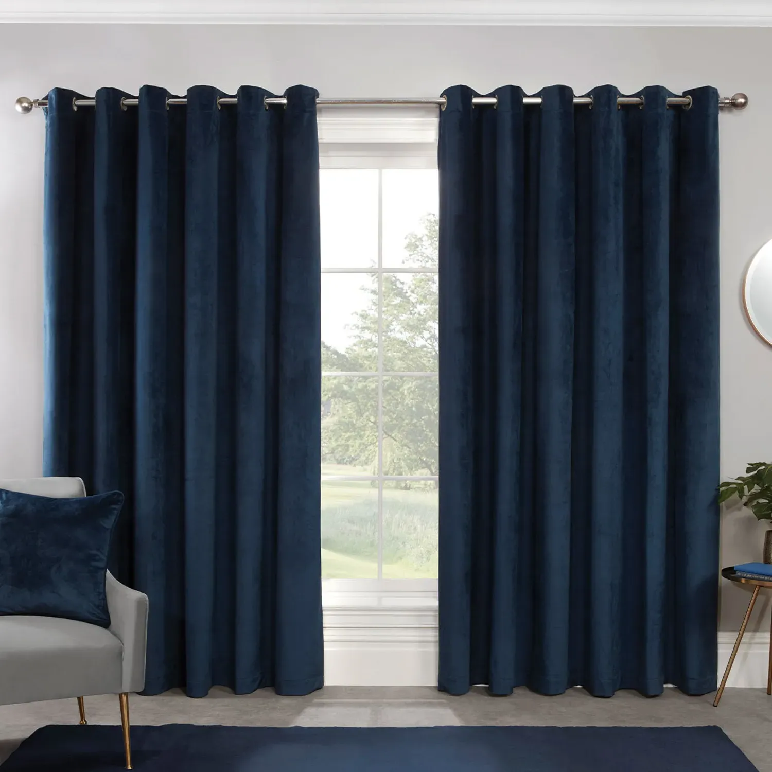 Vermont Velvet Blackout Curtains - Navy
