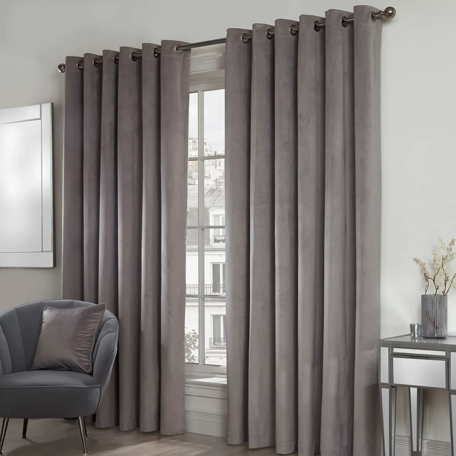 Vermont Velvet Blackout Curtains - Silver