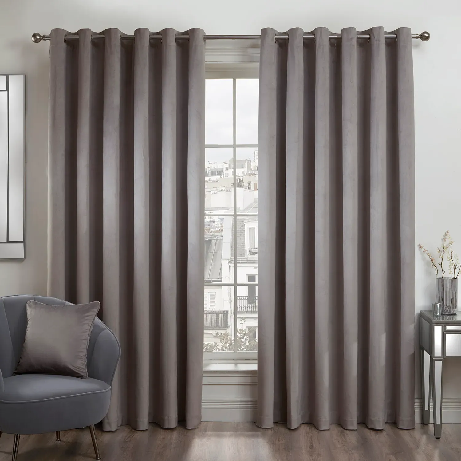 Vermont Velvet Blackout Curtains - Silver