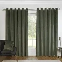 Vermont Velvet Blackout Curtains with Eyelets - Olive