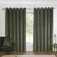 Vermont Velvet Blackout Curtains with Eyelets - Olive