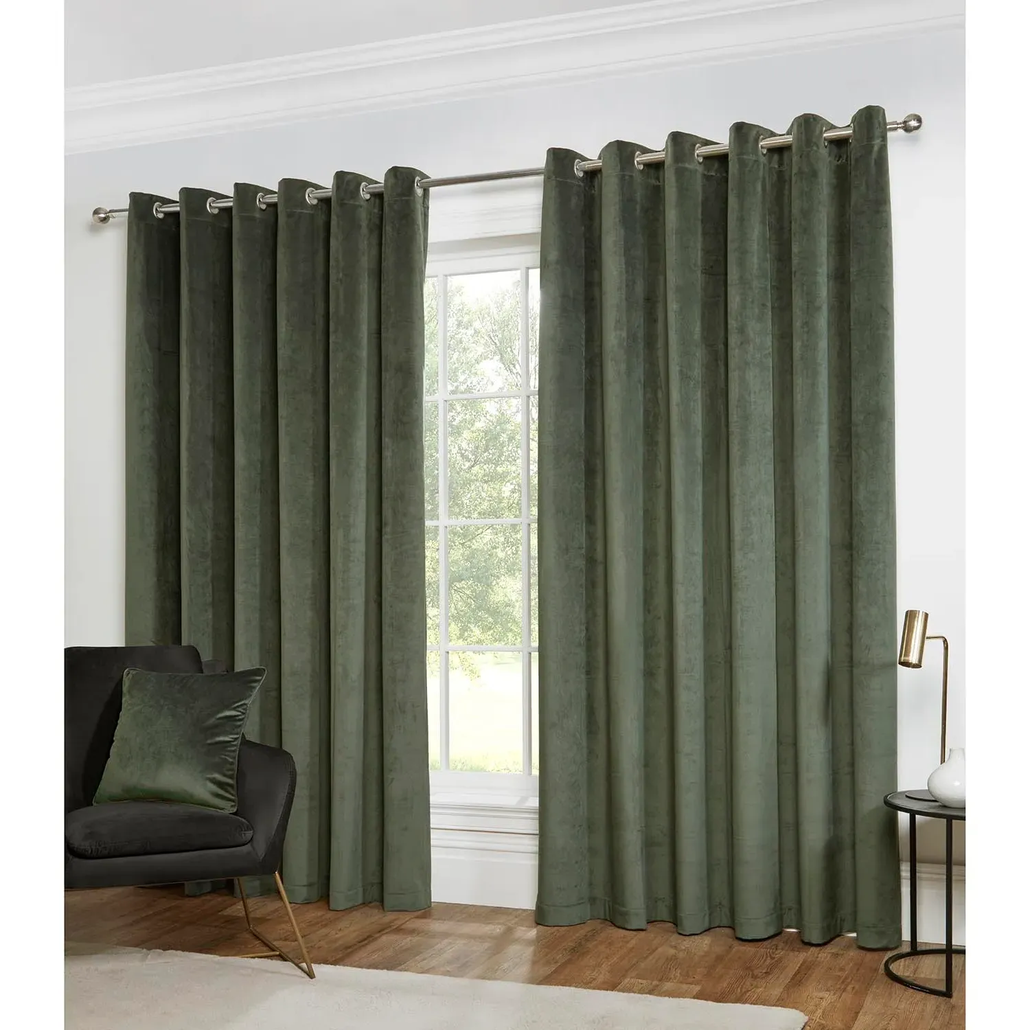 Vermont Velvet Blackout Curtains with Eyelets - Olive