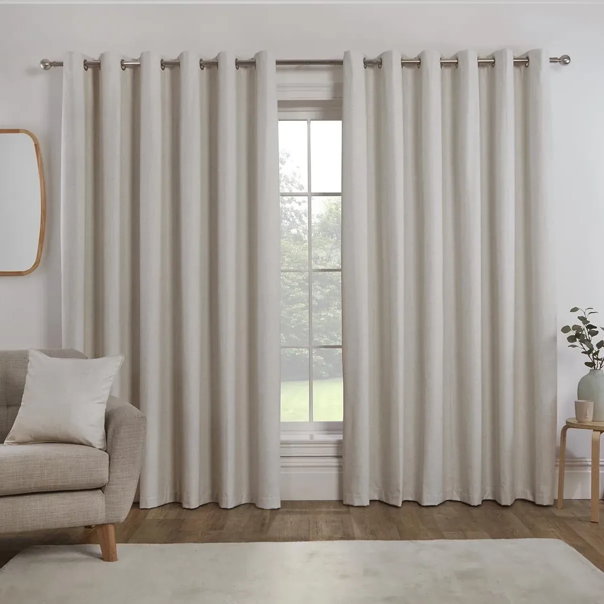 Verona Linen Look Blackout Curtains - Natural