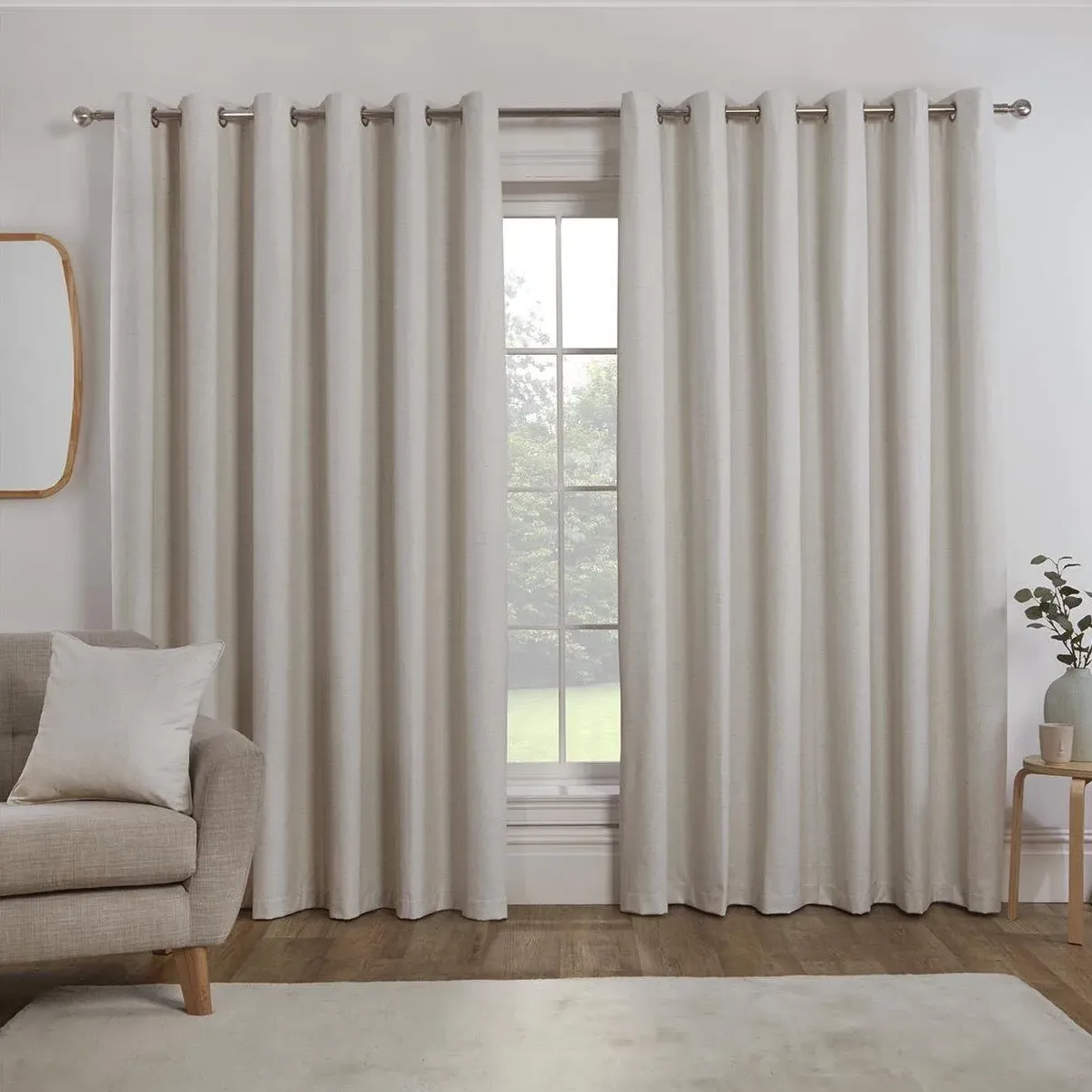 Verona Linen Look Blackout Curtains - Natural