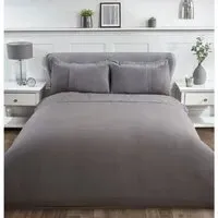 Waffle Duvet Cover and Pillowcase Set - Charcoal, Cotton