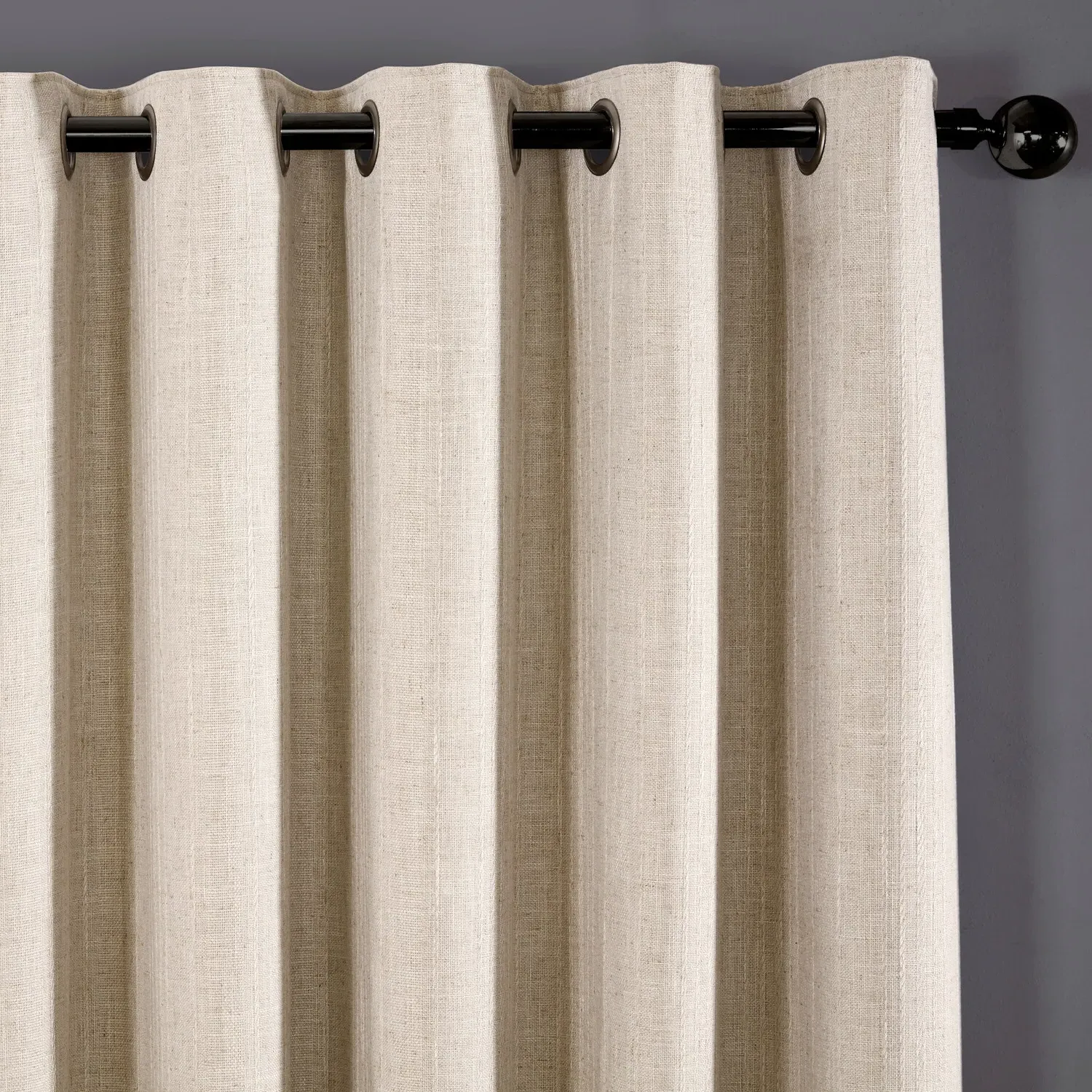 Winslow Stripe Eyelet Blackout Curtains - Natural