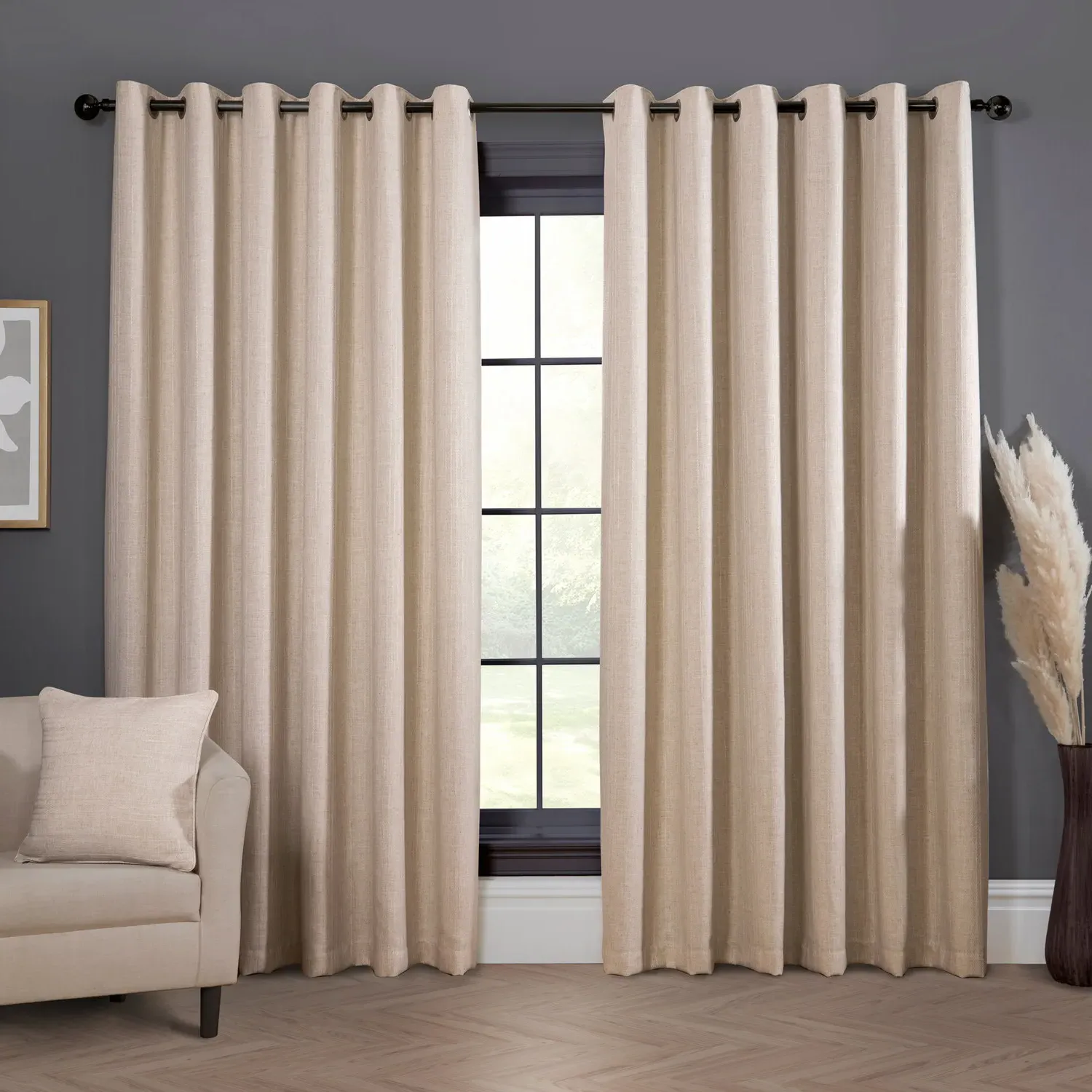 Winslow Stripe Eyelet Blackout Curtains - Natural