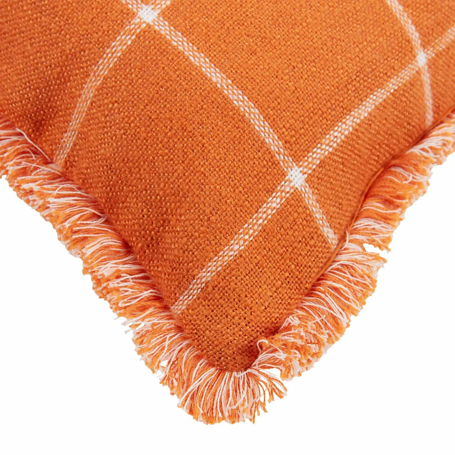 Woodland Check Cushion - Orange
