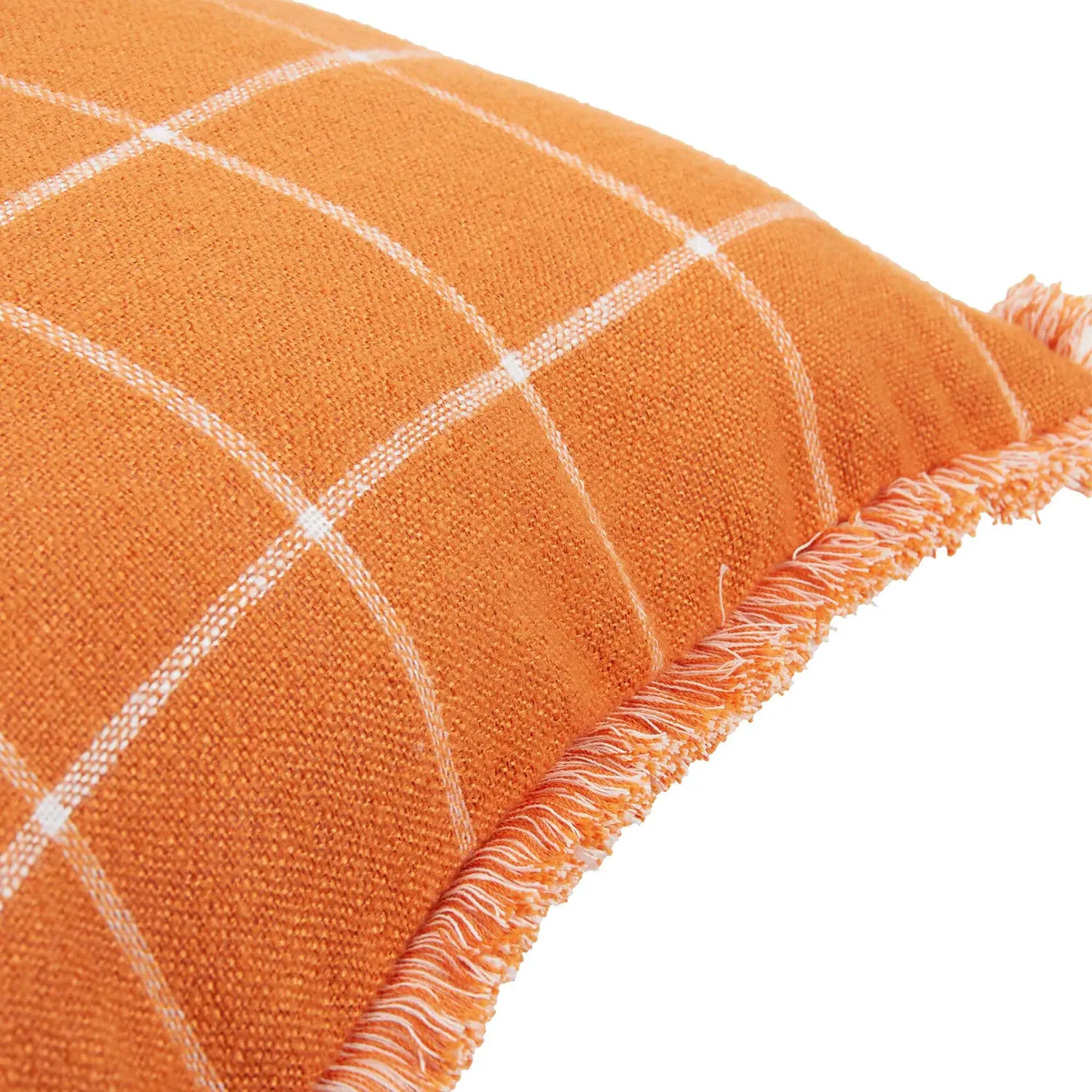 Woodland Check Cushion - Orange