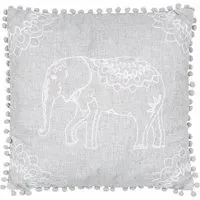 Zuri Embroidered Elephant Cushion - Brown