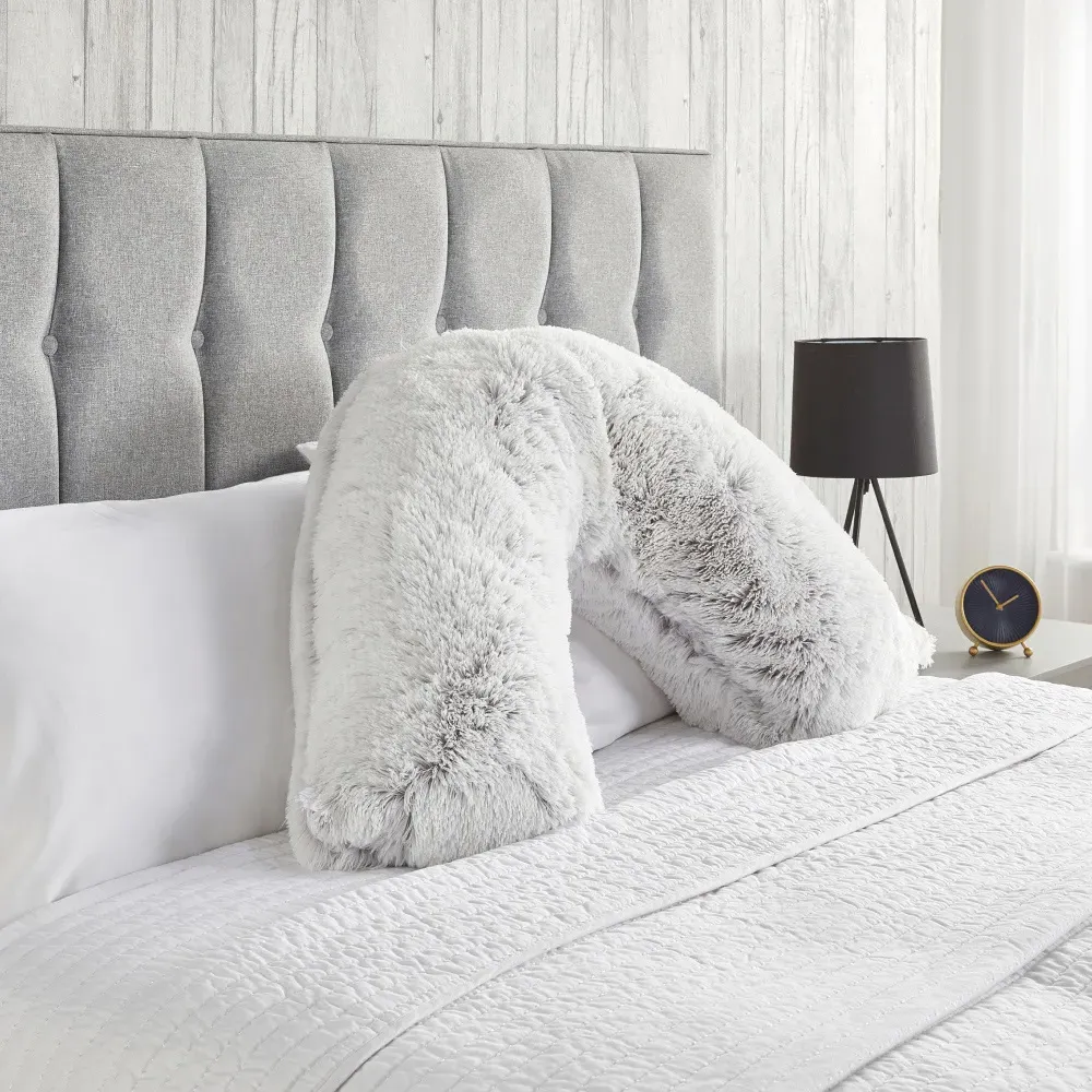 Huggleland V Shape Long Hair Pillow - Grey