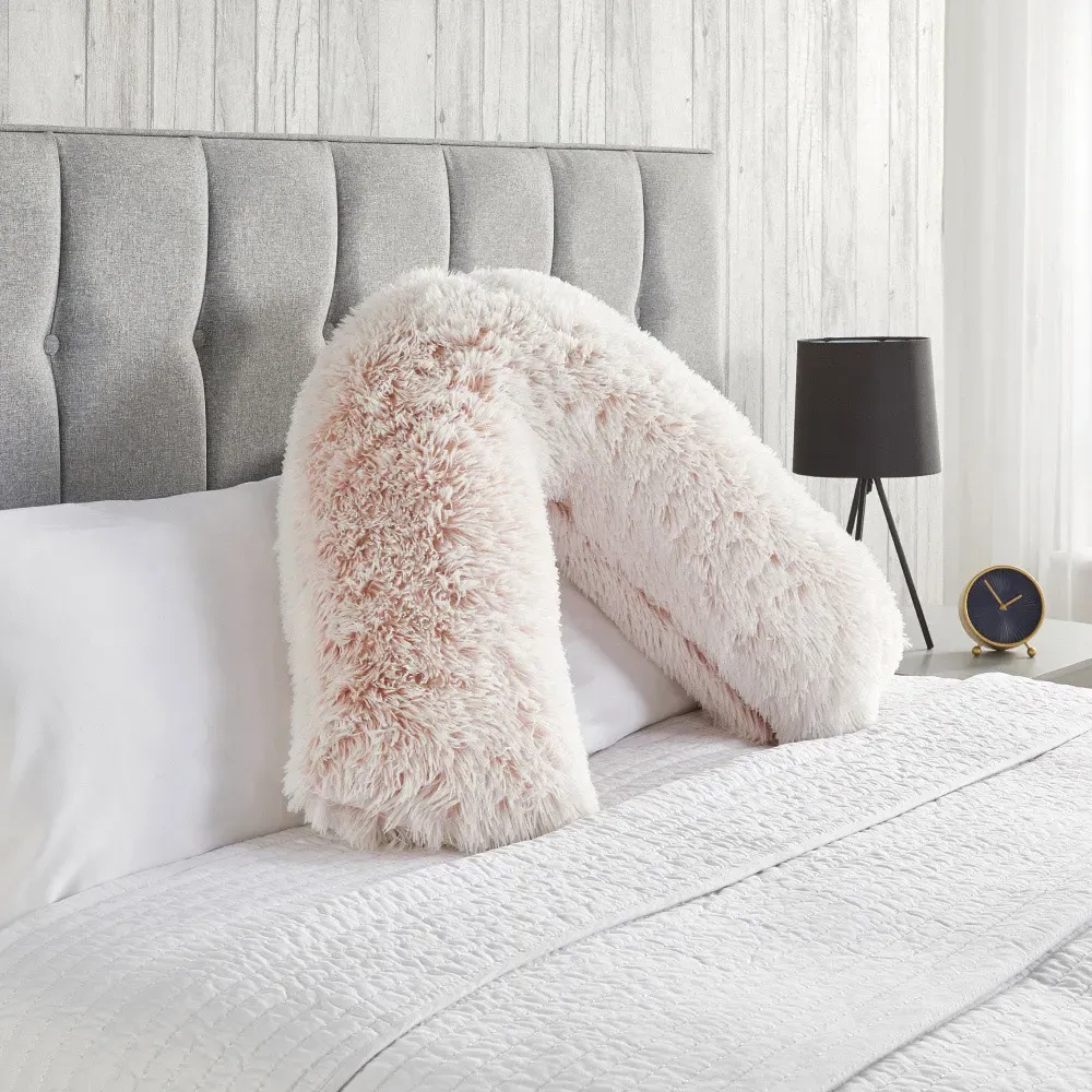 Huggleland V Shape Pillow - Pink, Faux Fur