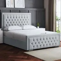 Allegra Double Ottoman Bed with Headboard - Silver
