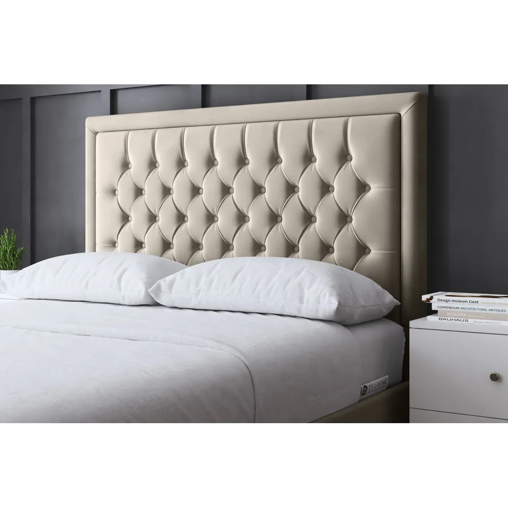 Allegra King Size Ottoman Bed with Headboard - Cream