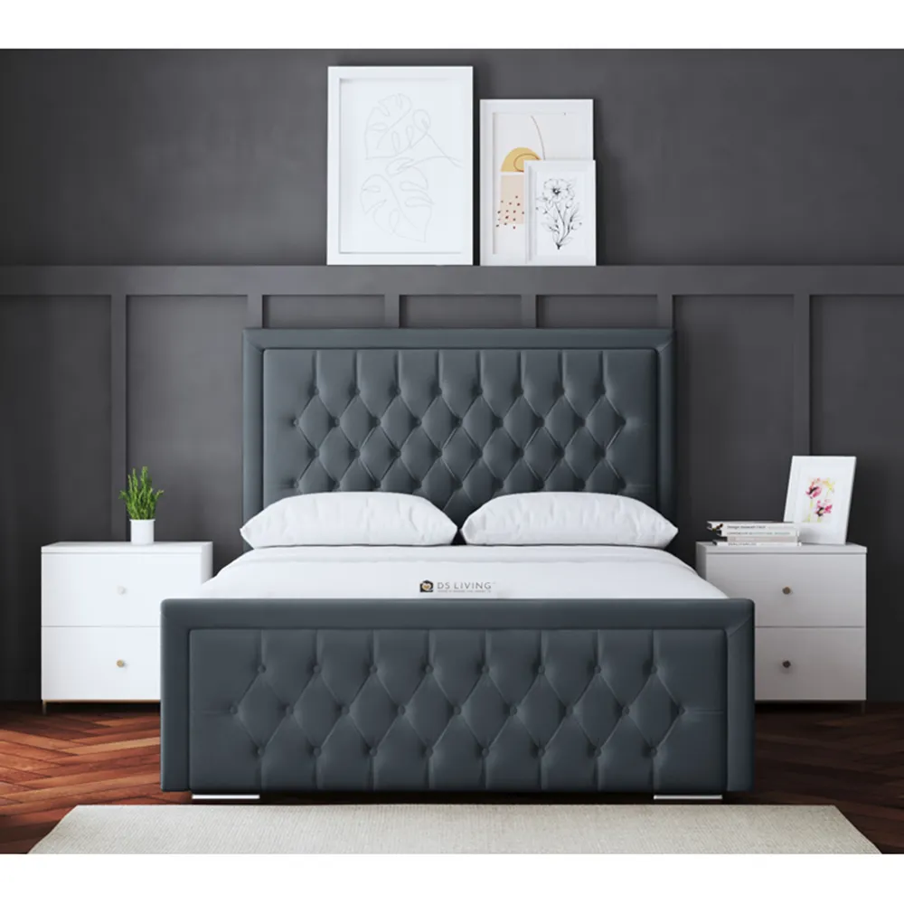 Allegra King Size Ottoman Bed with Headboard - Grey