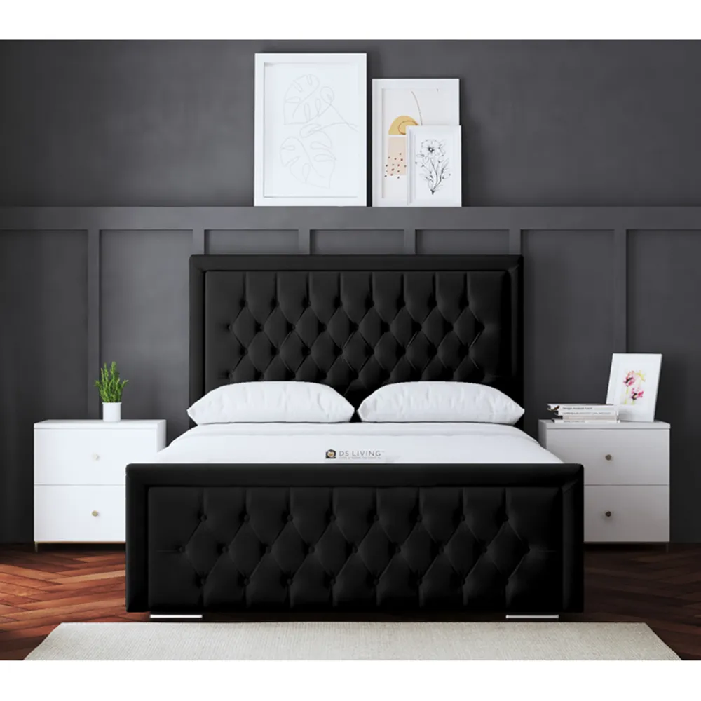 Allegra Single Ottoman Bed with Headboard - Black