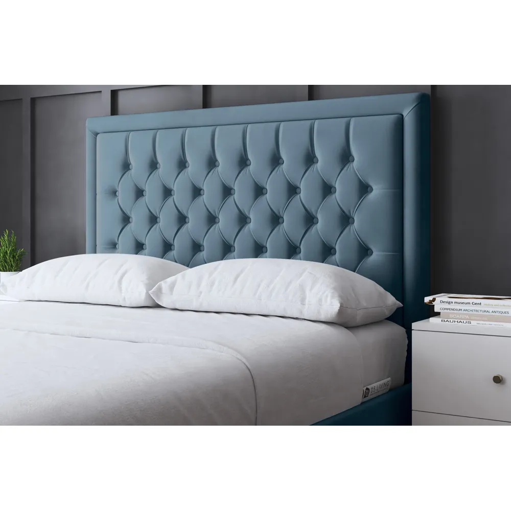 Allegra Single Ottoman Bed with Headboard - Blue