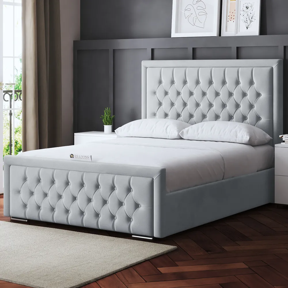 Allegra Single Ottoman Bed with Headboard - Silver