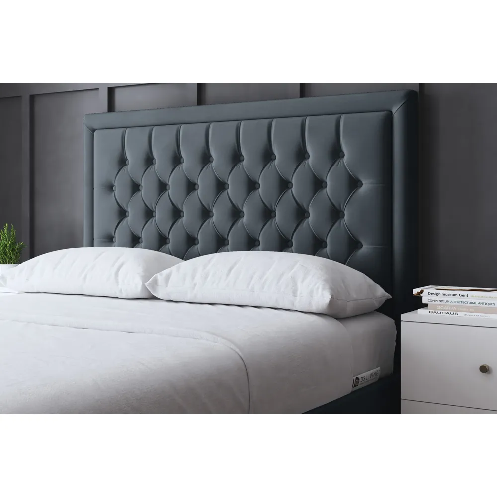 Allegra Single Upholstered Bed Frame with Headboard - Grey