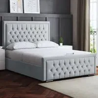 Allegra Single Upholstered Bed Frame with Headboard - Silver