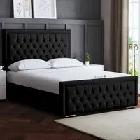 Allegra Small Double Ottoman Bed with Headboard - Black