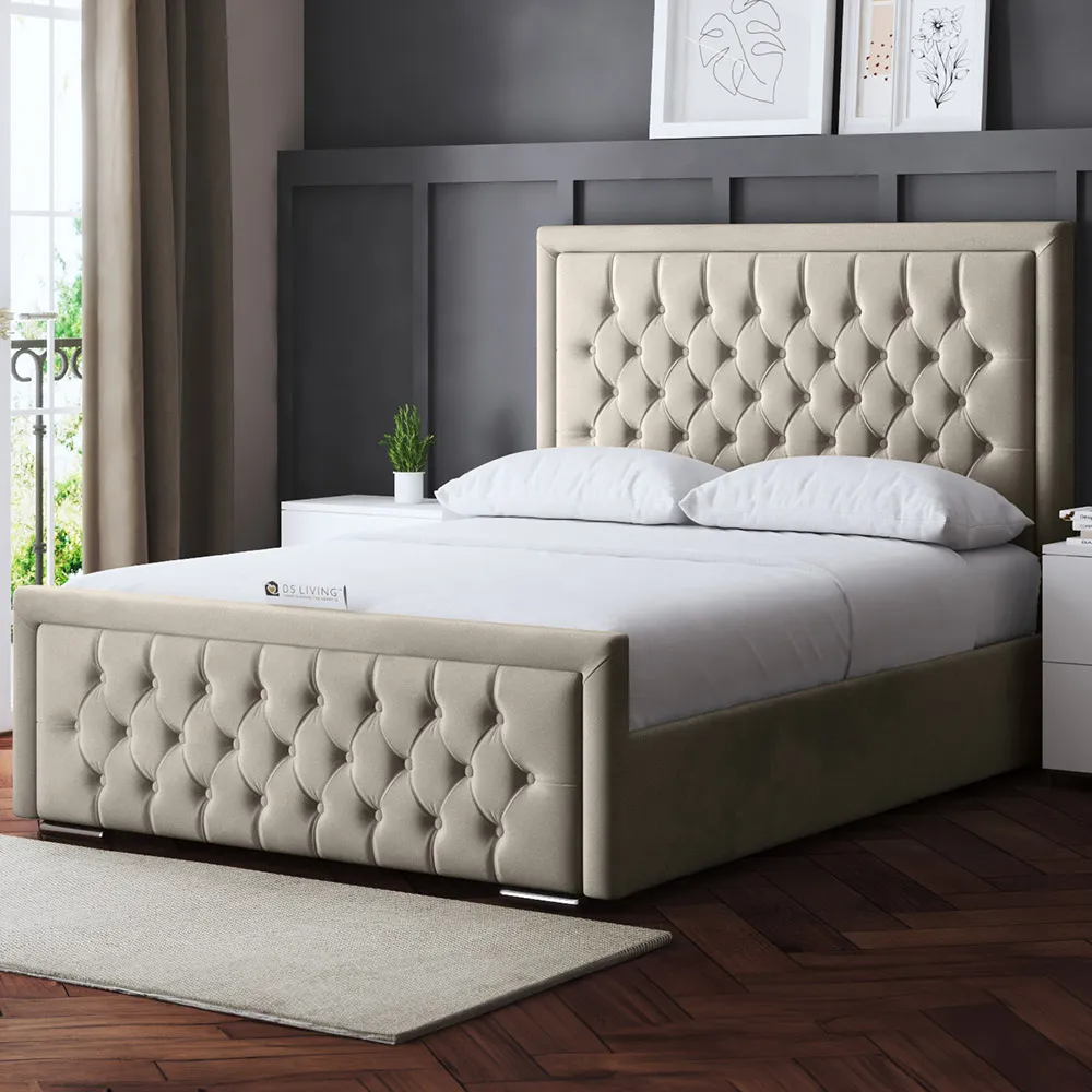 Allegra Super King Ottoman Bed with Headboard - Cream