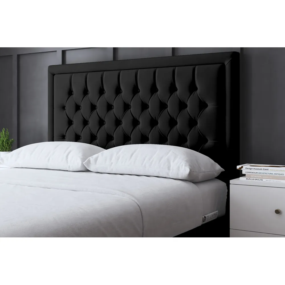 Allegra Super King Upholstered Bed Frame with Headboard - Black