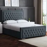 Allegra Super King Upholstered Bed Frame with Headboard - Grey