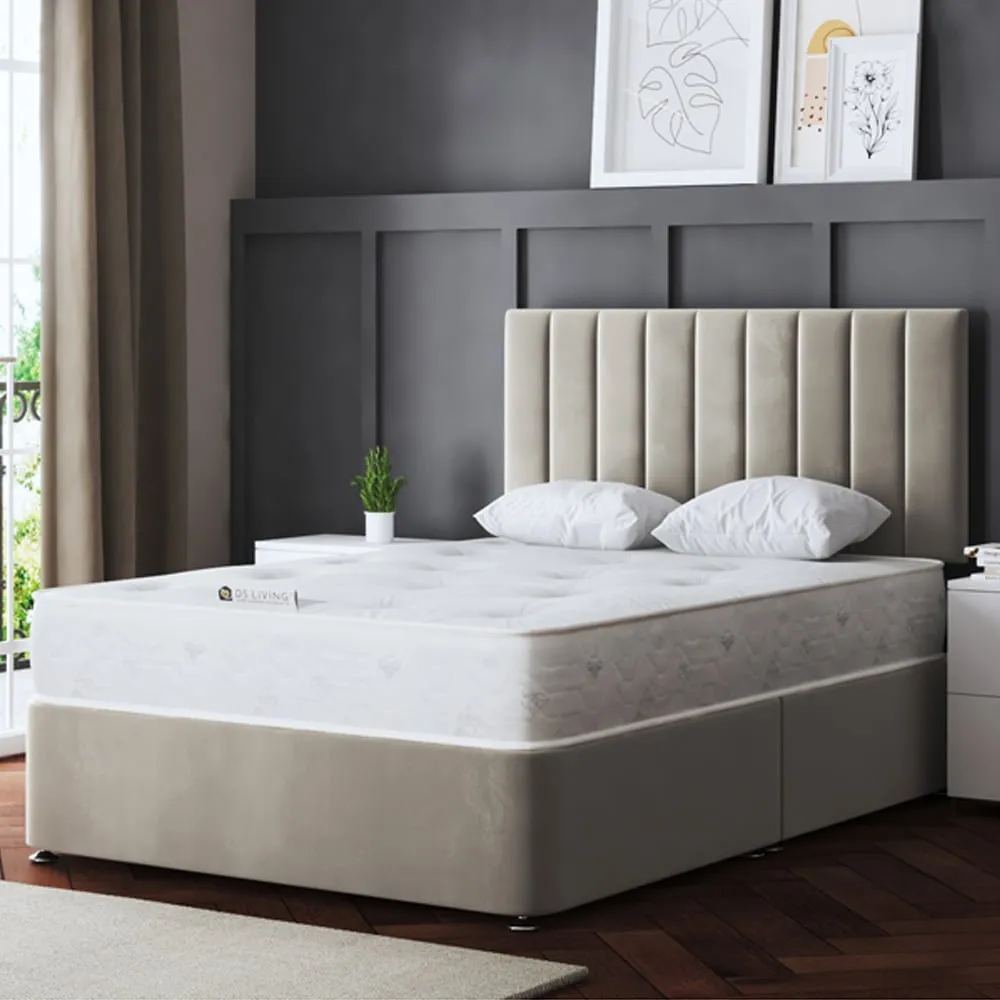 Amelia Double Upholstered Divan Bed with 4 Drawers - Beige image