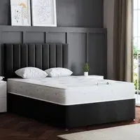 Amelia King Size Upholstered Divan Bed with 2 Drawers - Black