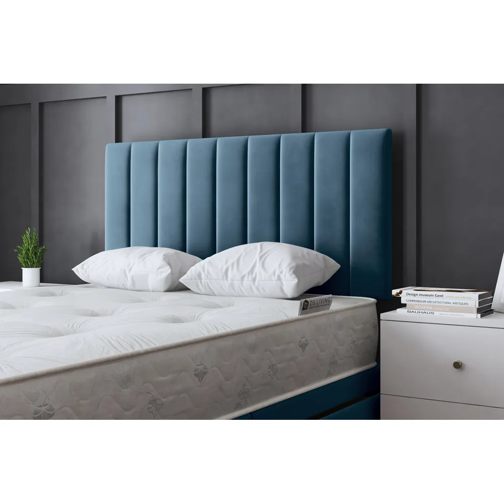 Amelia King Size Upholstered Divan Bed with 2 Drawers - Blue