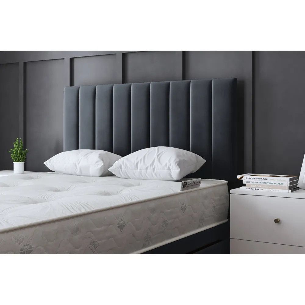 Amelia Single Upholstered Divan Bed with 2 Drawers - Grey