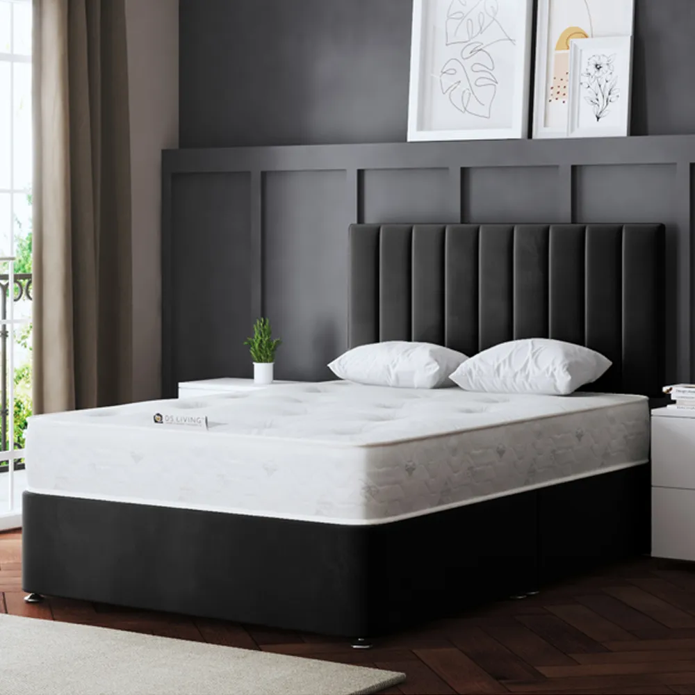 Amelia Single Upholstered Panel Divan Bed - Black image