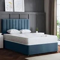 Amelia Single Upholstered Panel Divan Bed - Blue