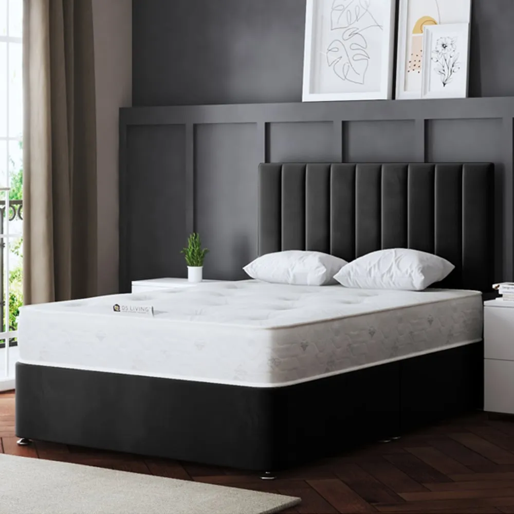 Amelia Super King Size Upholstered Divan Bed with 4 Drawers - Black
