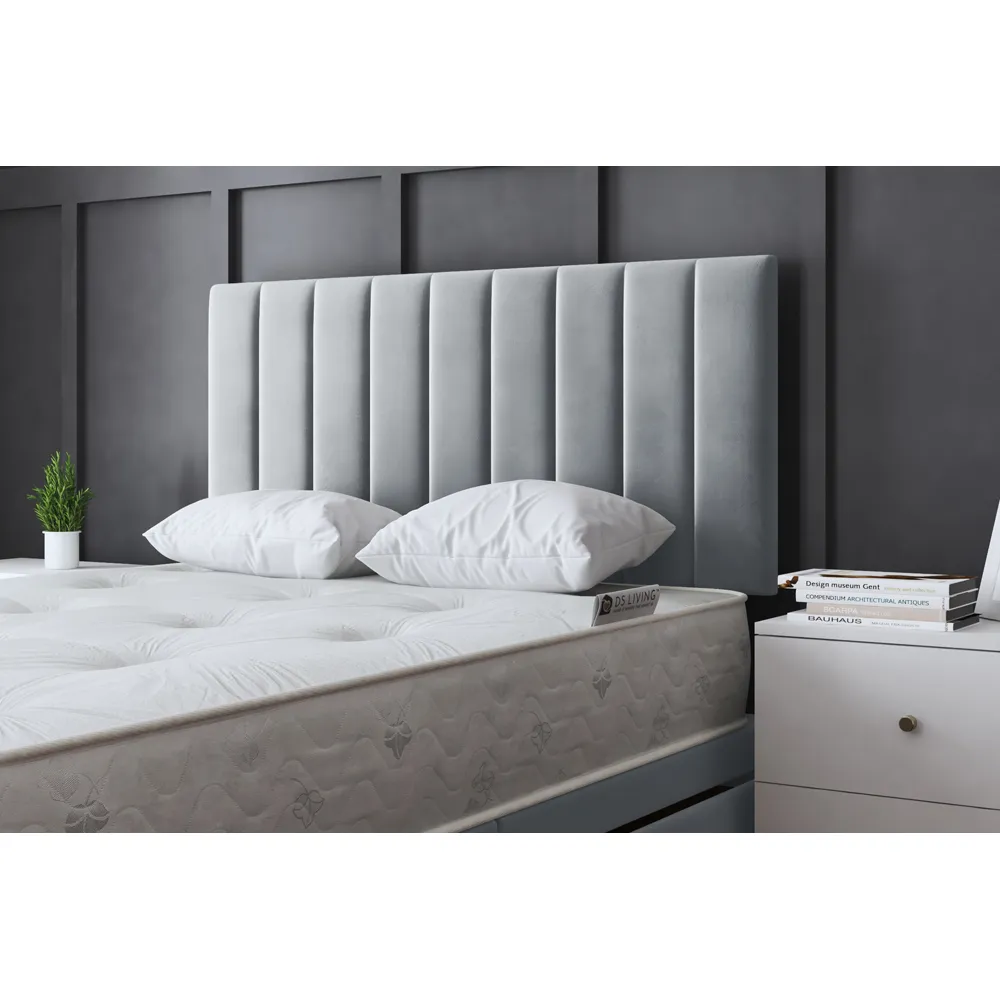 Amelia Super King Size Upholstered Panel Divan Bed - Silver