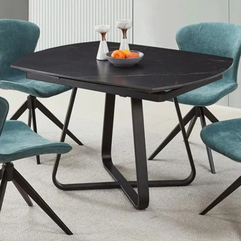 Arden 6-Seater Extendable Dining Table - Black, Ceramic image
