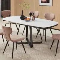 Arden 6-Seater Extendable Dining Table - White, Ceramic