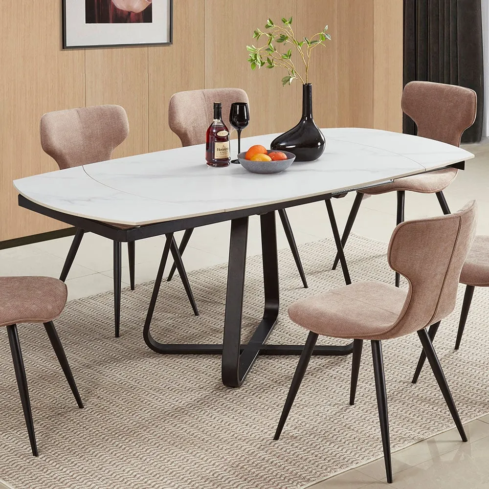 Arden 6-Seater Extendable Dining Table - White, Ceramic