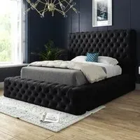 Cambridge Double Bed Frame - Black, Velvet