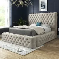 Cambridge Double Bed Frame - Cream, Velvet