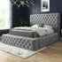 Cambridge Double Bed Frame - Grey, Velvet