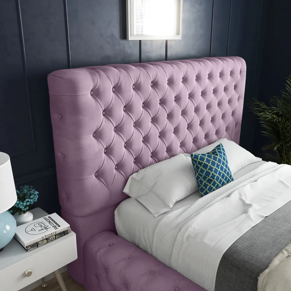 Cambridge King Size Bed Frame - Pink, Velvet